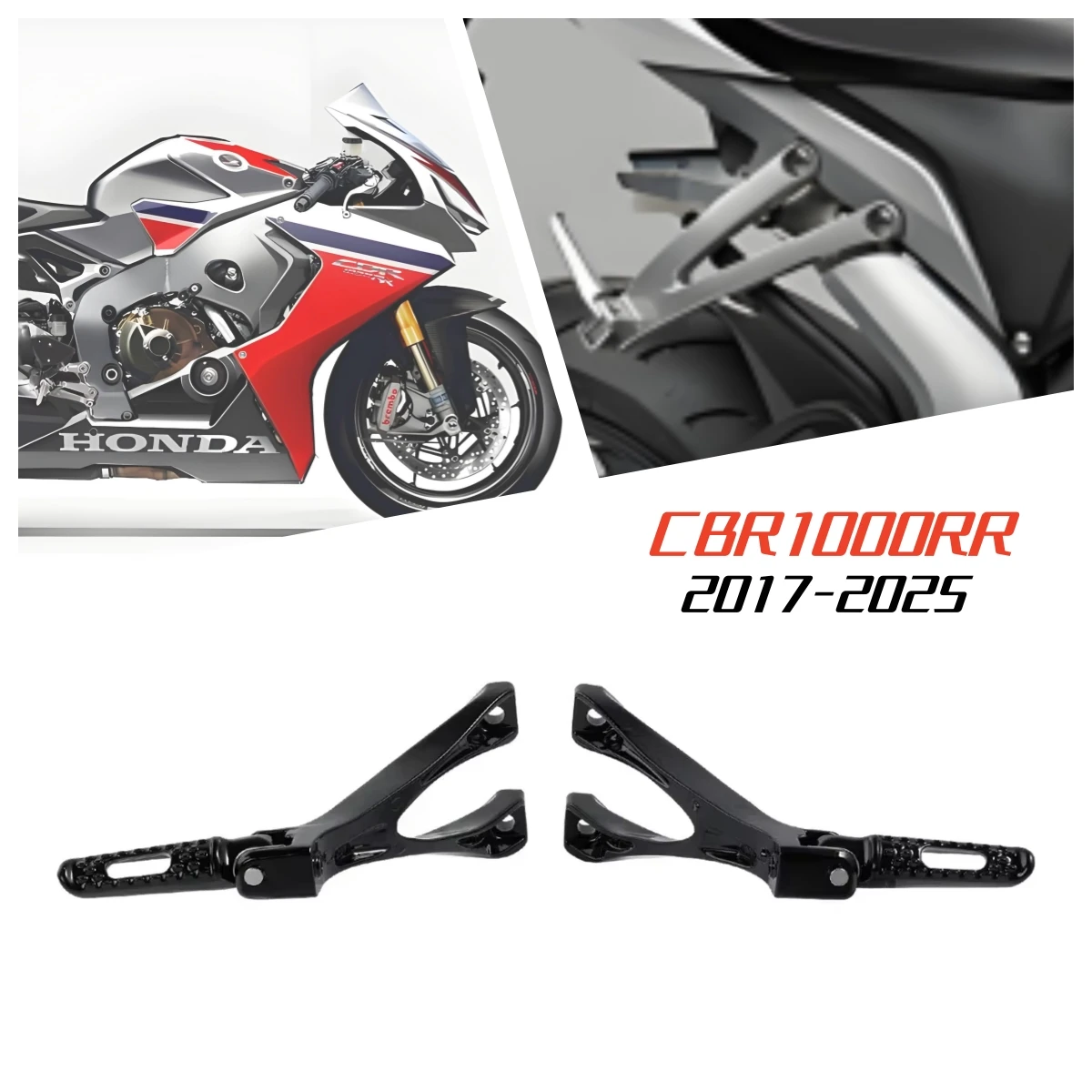 For Honda CBR1000RR CBR 1000 RR 2017-2025 Motorcycle Acsessories Rear Foot Pegs Footrest Brackets.