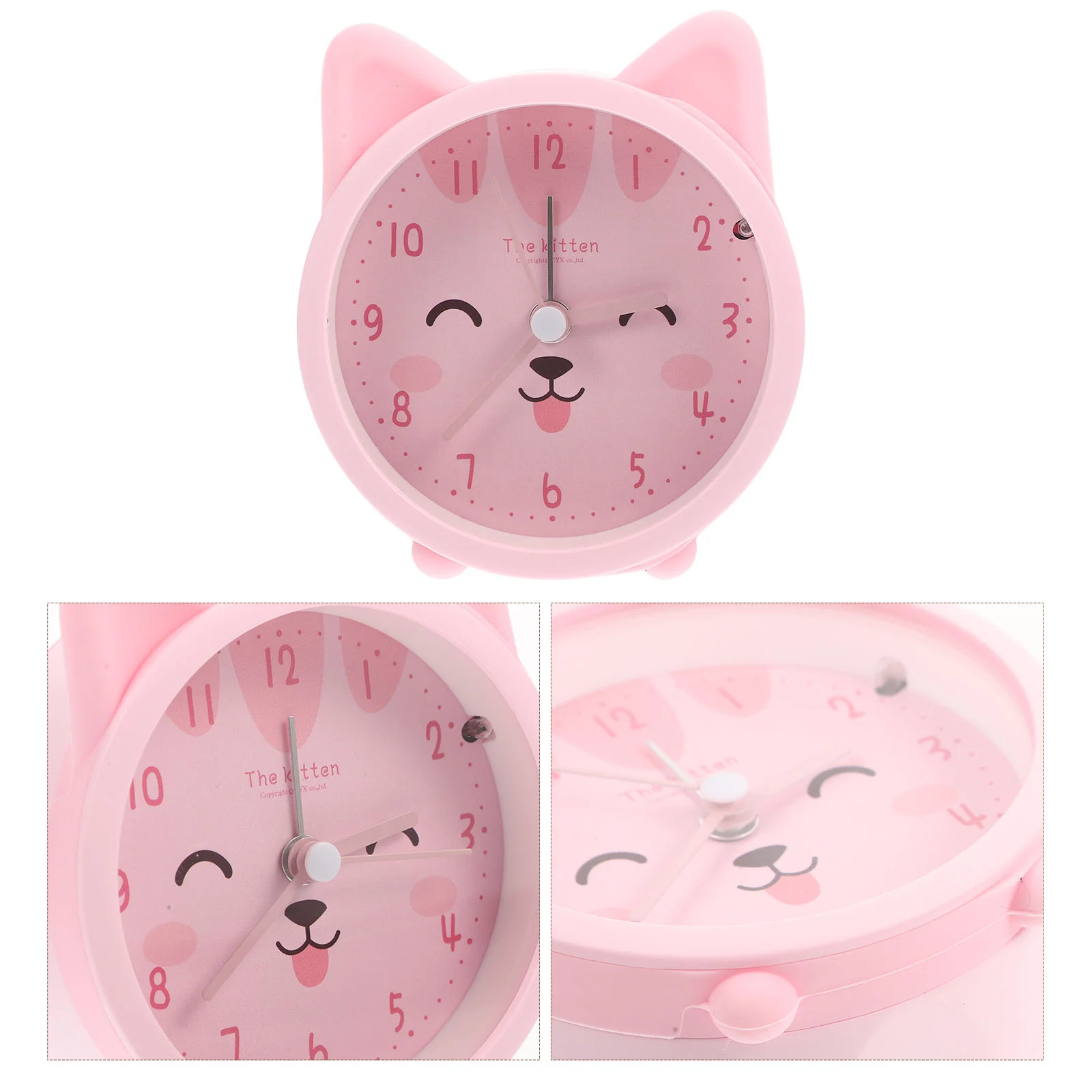 Cat Alarm Clock Dorm Table Metal Little Ear Silica Gel Bedside Small Desk Non-ticking Travel Home Accessory Decorative