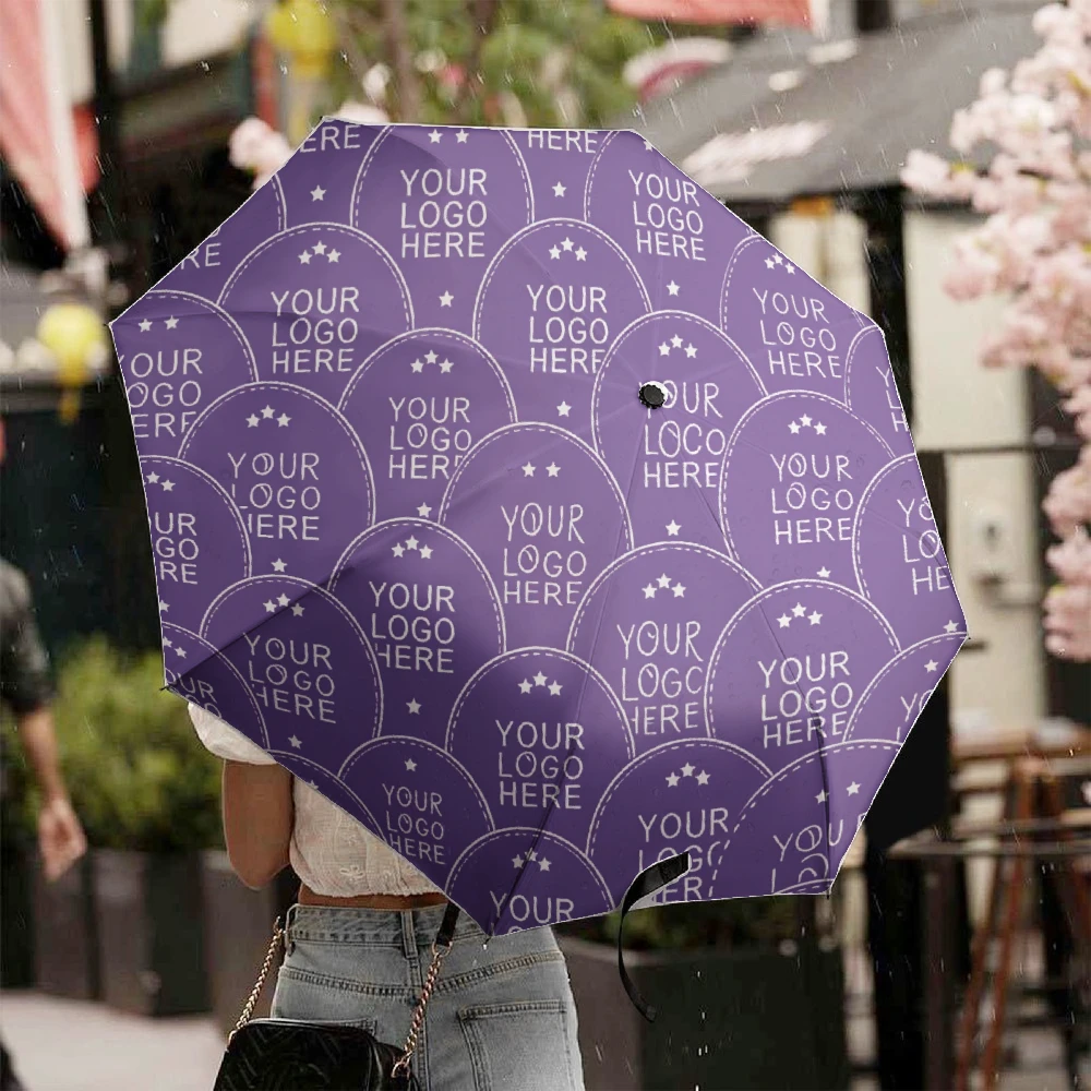 Custom Print Folding Umbrella, Personalized Pattern Photo Customized Compact Travel Umbrella, Windproof Water Repellent UPF50+
