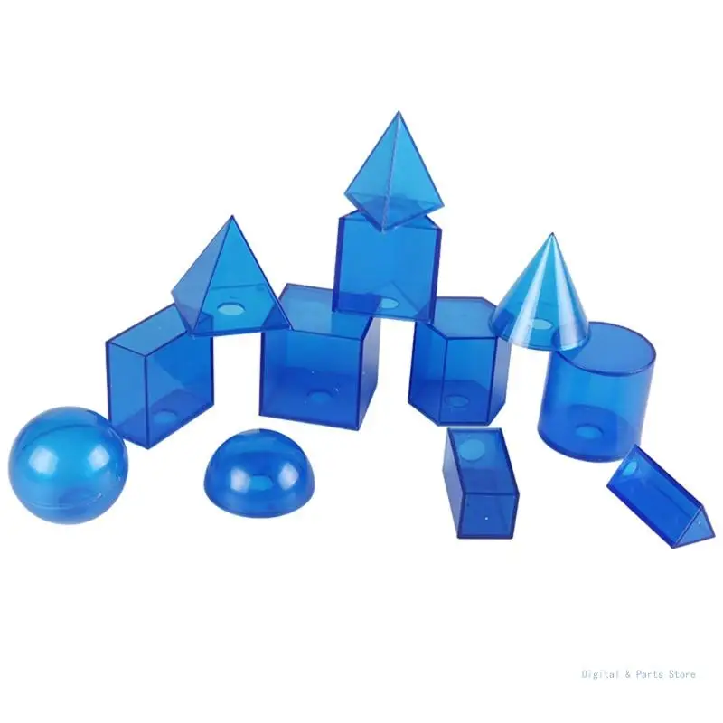 

M17F 12pcs Geometric Model Disassemble Cube Cylinder Cone Toy Math Resources Learning Educational