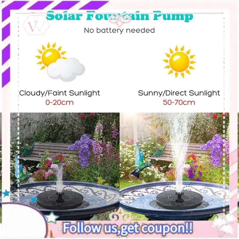 

Premium Solar Powered Floating Fountain Pump For Bird Baths, 3.5W With 6 Nozzles, Free Standing Design