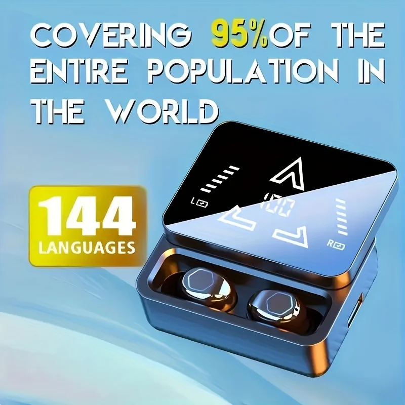M48Pro Language Translator Earbuds Smart 144 Languages High Accuracy Wireless Bluetooth Two Way Translator Device