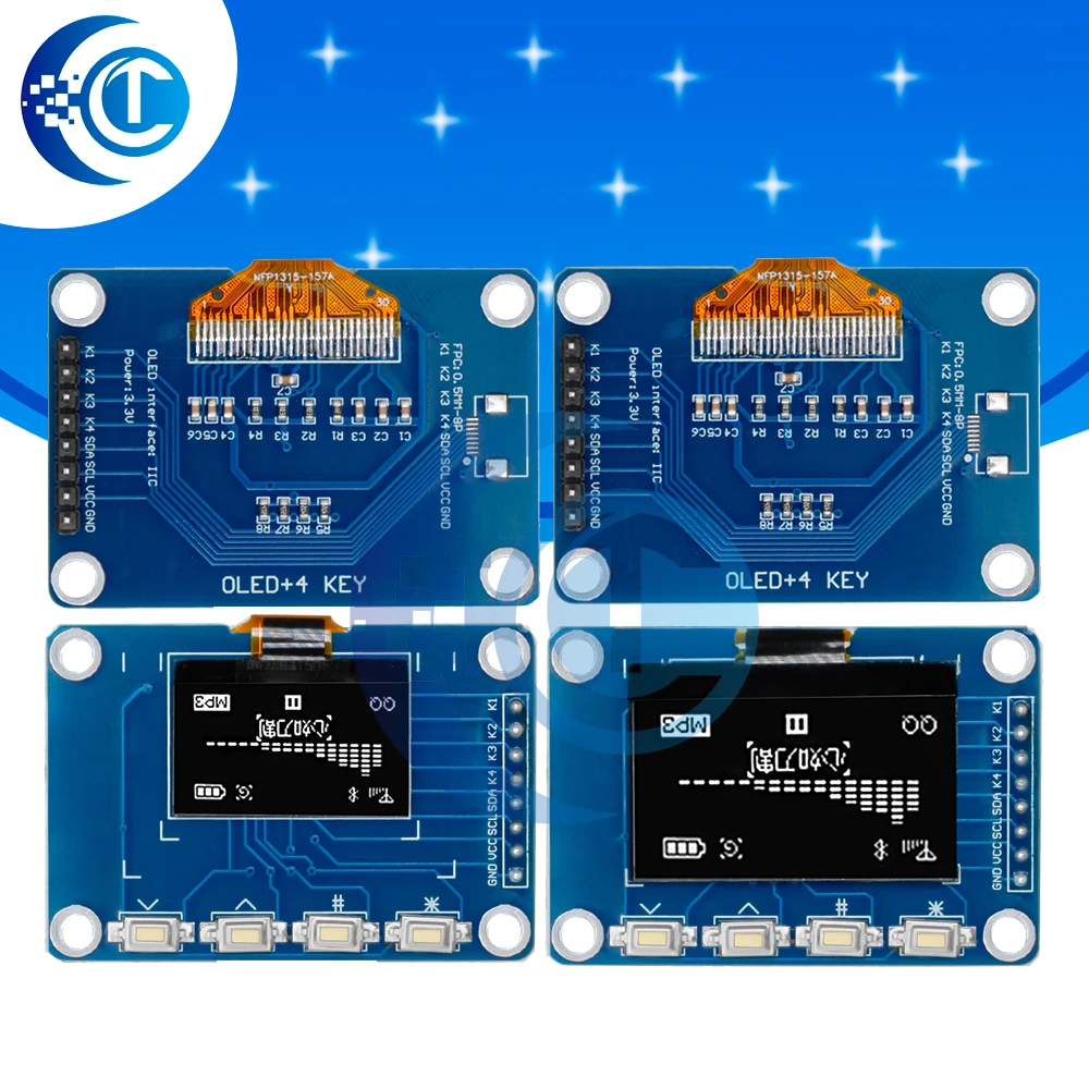 

0,96-дюймовый OLED-дисплей IIC White 12864 OLED-дисплей с 4x4 клавишами I2C SSD1315, плата ЖК-экрана 128x64 для Arduino