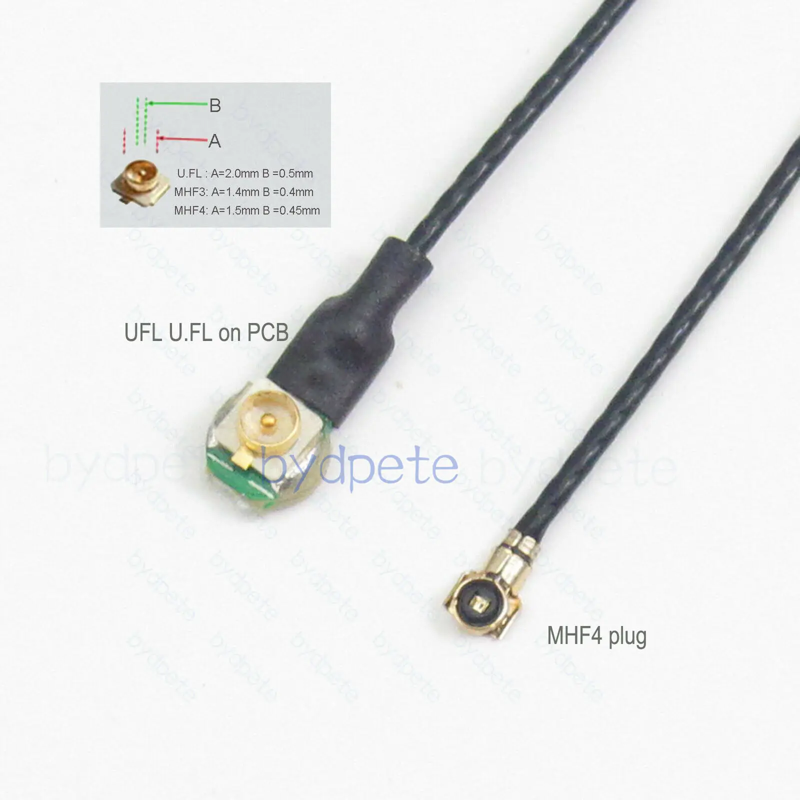 

MHF4 W.FL IPX4 WFL Plug Right Angle RA to U.FL UFL on PCB Pigtail Coaxial Coax Cable IPX WFL