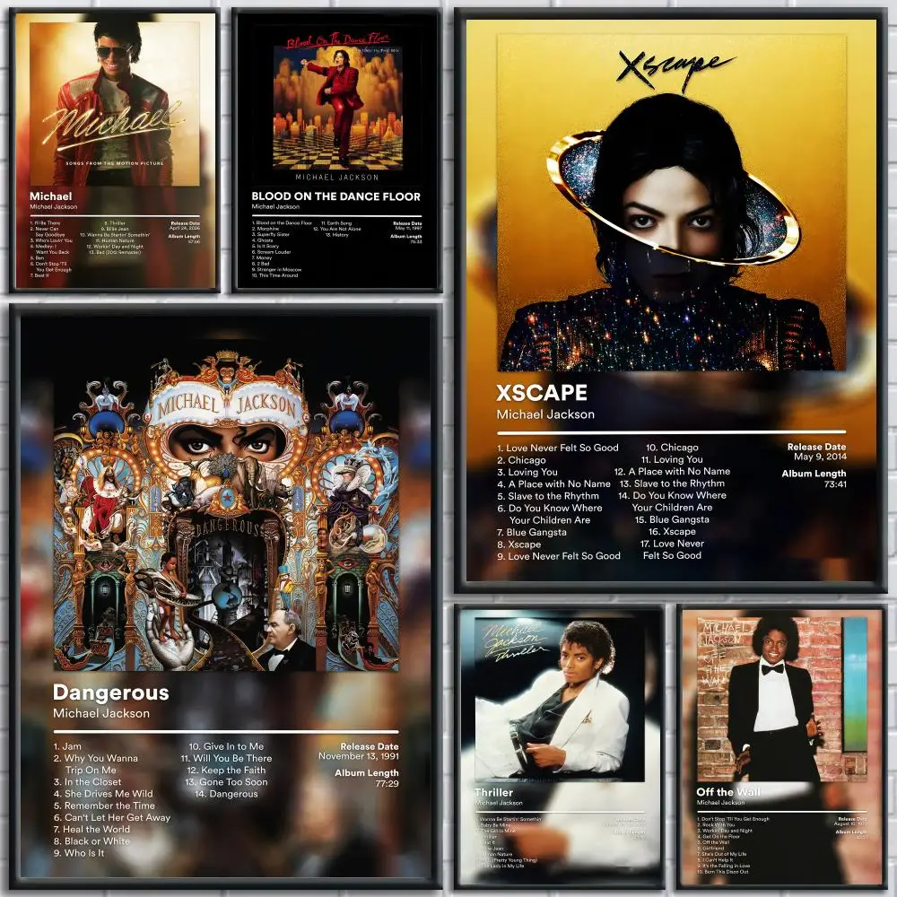 M-michael Jackson Album Cover Painting Calligraphy Wall Art Canvas Poster Premium Home Decor Print for Living Room Bedroom