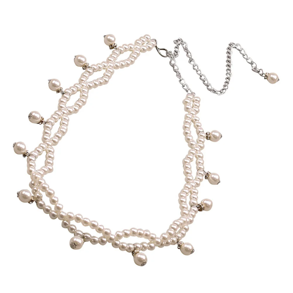 

Pearl Decoration Belt Women Pearl Waist Chain Dress Accessory Artificial Shining Party Wedding Fashionable Design Belt