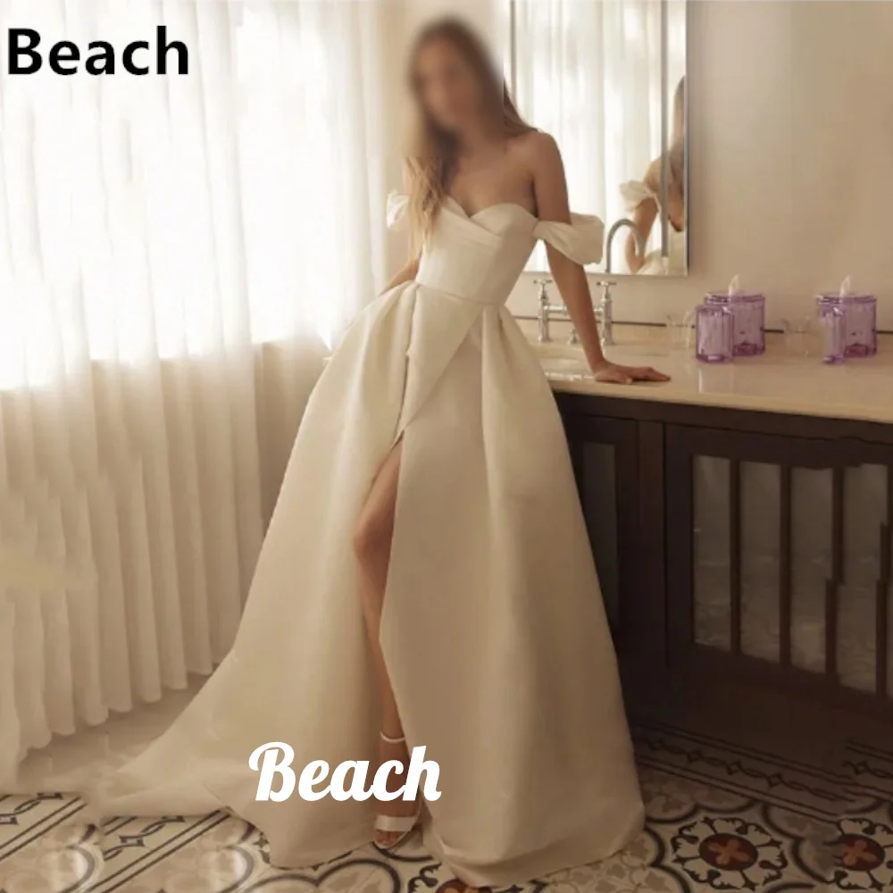 Robe de mariée en satin, tenue de plage, élégante, avec traîne, dos nu, vintage, pour patients, 2024