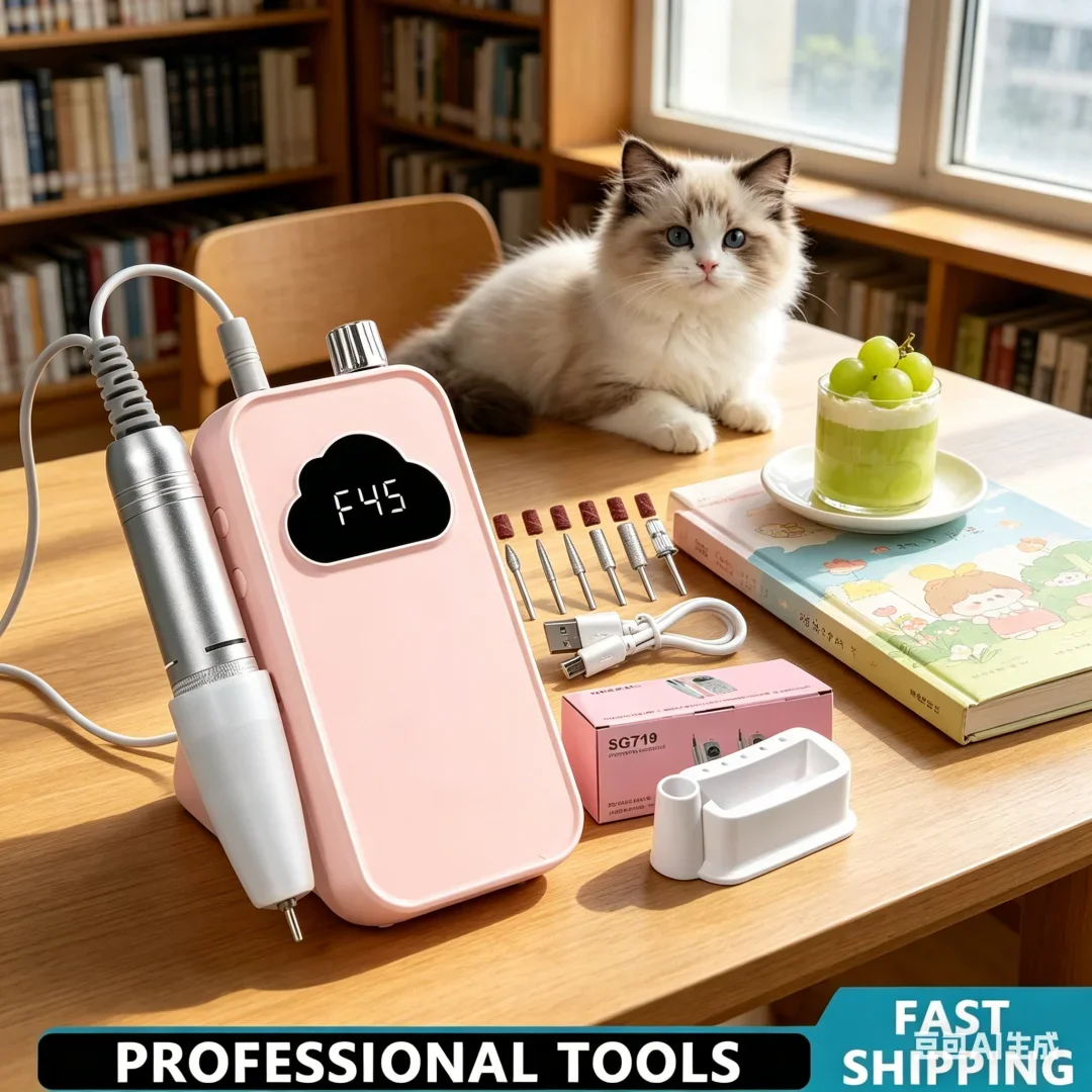 Opulent 45000RPM Electric Nail Drill Rechargeable Electric Portable Nail Sander File for Gel Nails Polishing Refined Salon Tool