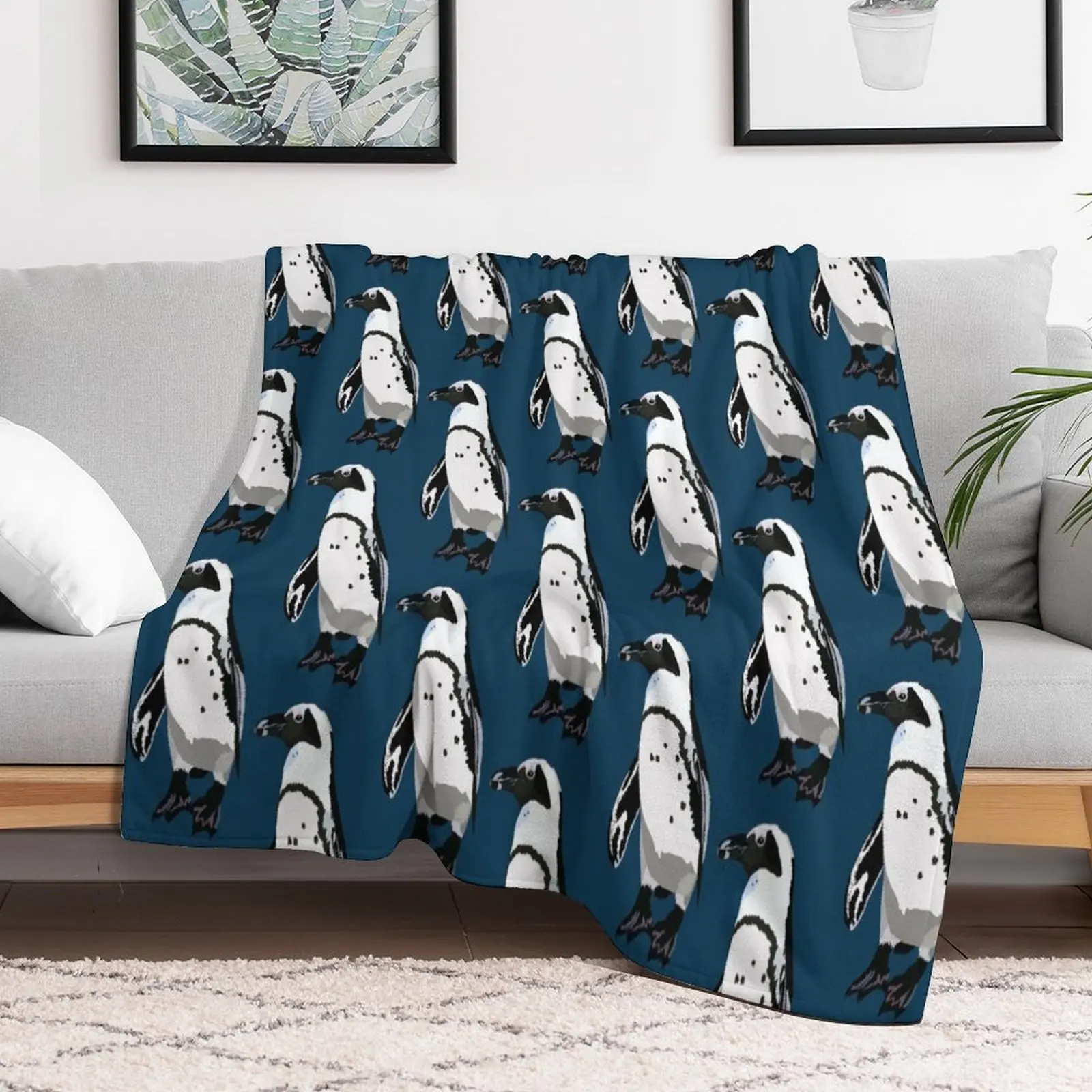 

A is for African Penguin Throw Blanket Soft Retros warm winter Blankets Stuffeds Hairys Blankets