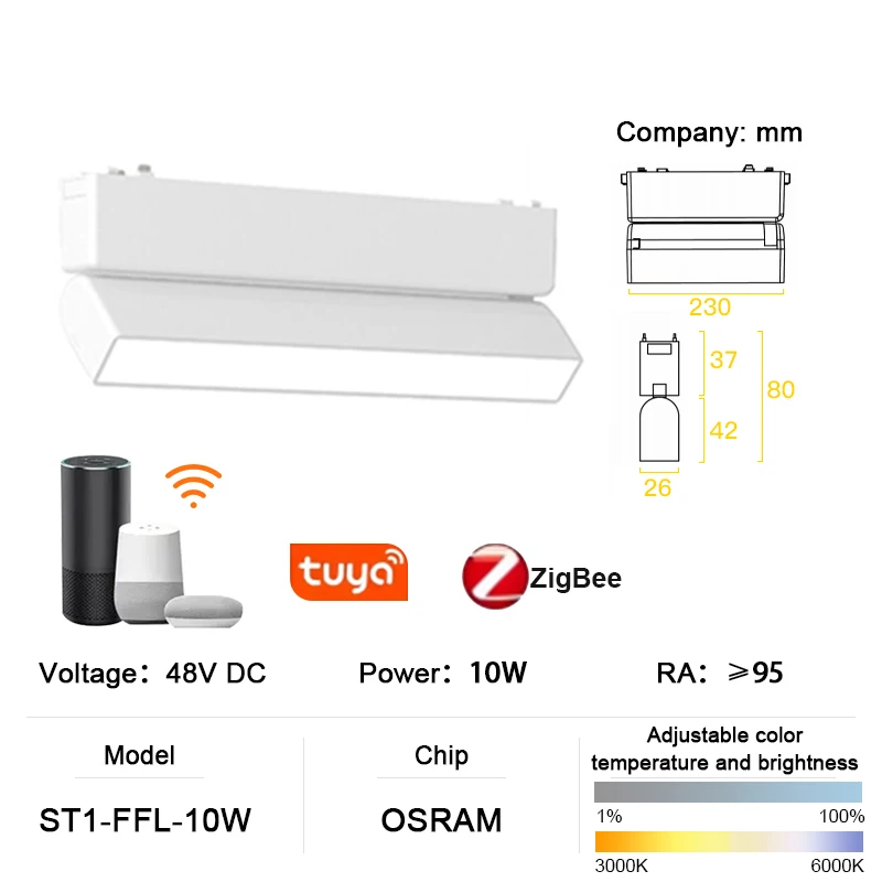 LINBIRD ST1-Serie, weiß, intelligentes TUYA ZIGBEE, ultradünnes Aluminium-Magnetschienenlicht, 6 mm, hohe Härte, moderne, flexible Leuchte für Zuhause und Zimmer 6