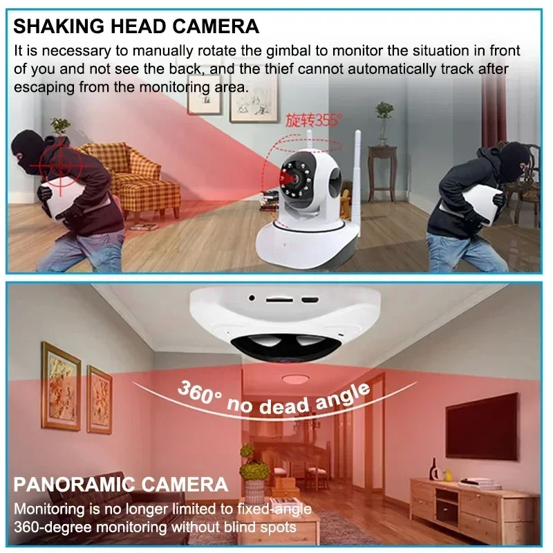 360° Wifi Panoramic Camera 1080P HD Security Protection Fisheye IP Cam Smart Home Night Vision CCTV Small Surveillance Camcorder