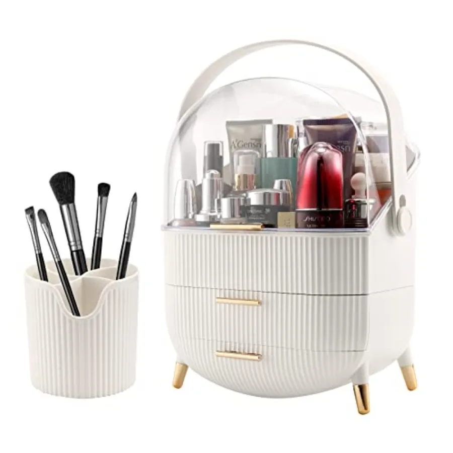 

Makeup Organizer, Cosmetics Display Case With 2-Layer Storage Box, Waterproof And Dustproof, Skincre Storge ox