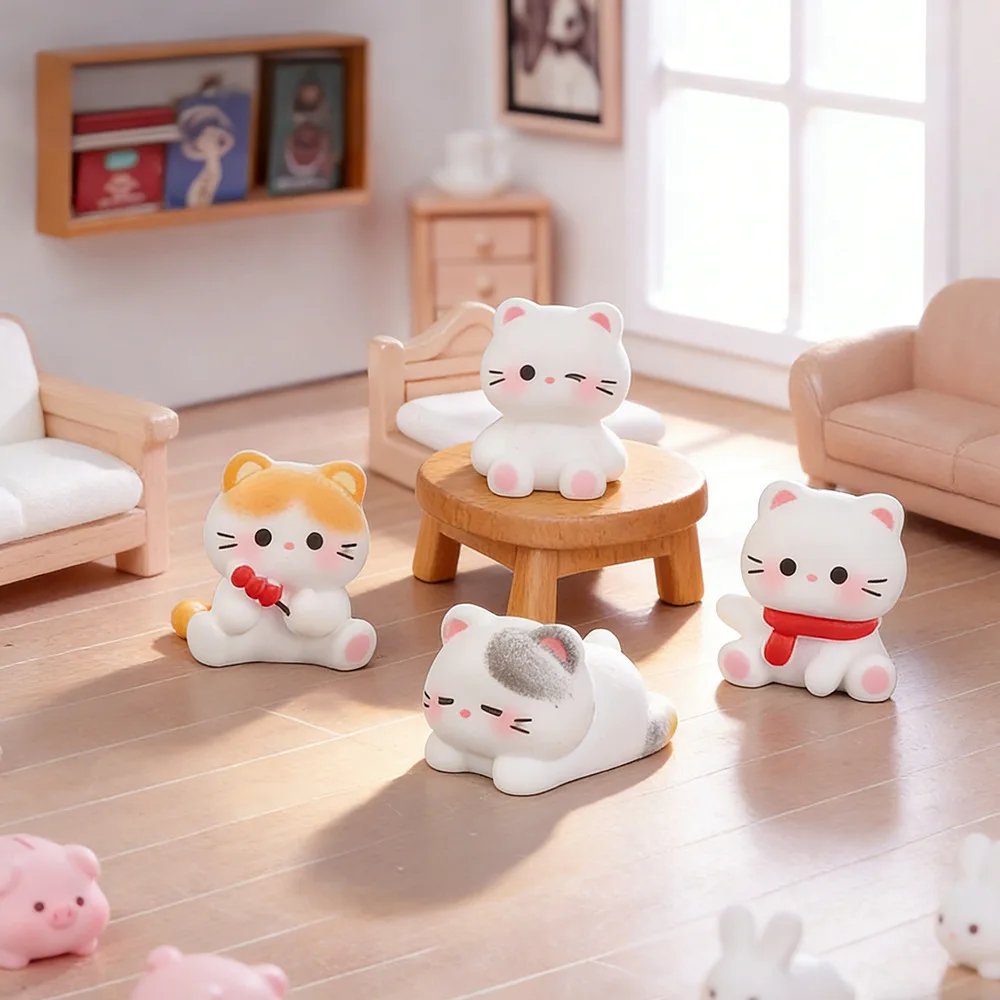 6 Piezas de Lindas Figuras de Gato de Resina, Adornos en Miniatura para Micropaisajes, Casas de Muñecas, Jardines, Escritorios, Accesorios de Decoración DIY, Decoración para Autos