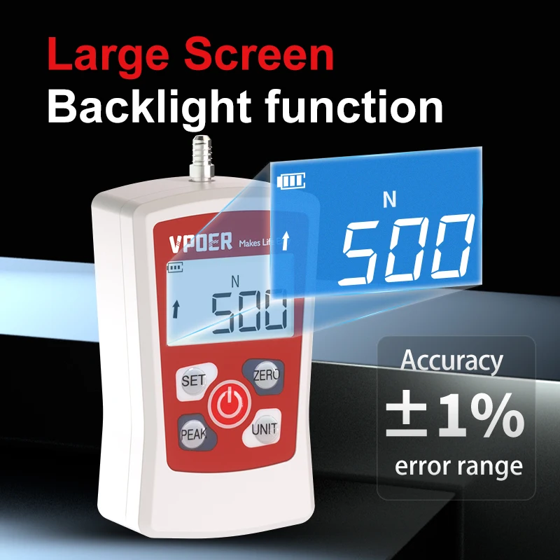 VDFG مقياس القوة الرقمي 50N/100N/300N/500N دفع سحب مقياس تستر مجموعة مقياس القوة المحمولة مع الإضاءة الخلفية التلقائية انقطاع التيار الكهربائي #3