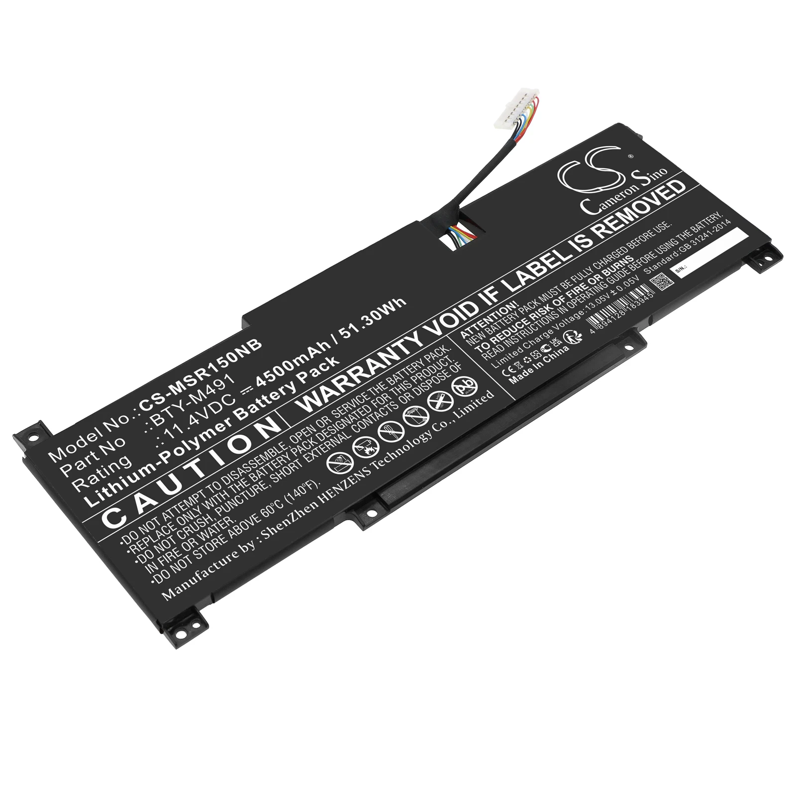 

CS Replacement Battery For MSIModern 15 A10M-296INBTY-M491 4500mAh / 51.30Wh