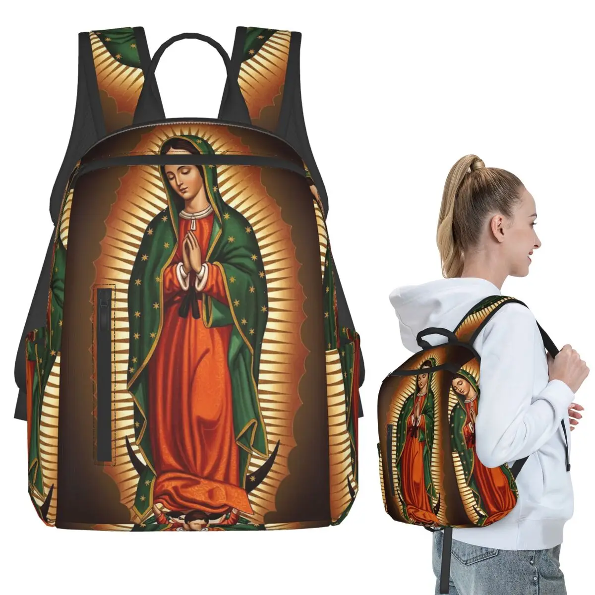 

Gracias Mader Mia Virgin Mary Virgin Guadalupe Backpack Student BookBag Children School Bag Laptop Shoulder Bags Boys Girls