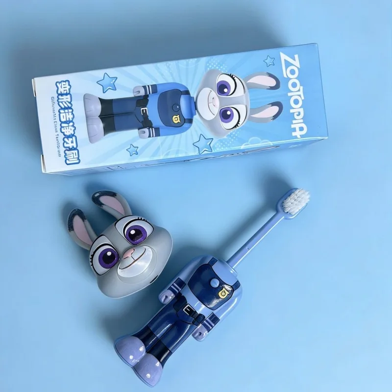 Cartoon Zootopia 2 Kids Toothbrush Transformable Retractable Soft Bristle Nick Judy Portable Design For Toddlers Oral Care Brush