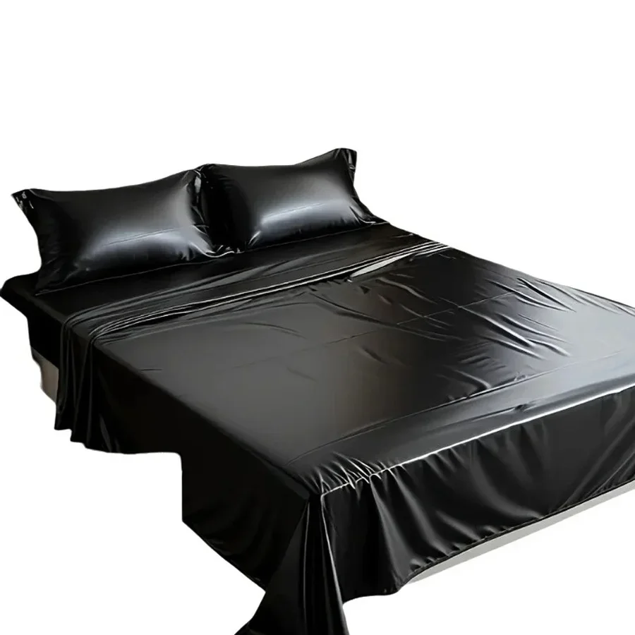 Waterproof Oil Proof PVC Pure Black Bed Sheets No Wash Dirt Resistant Essential For Renting Moisture-Proof and Dirty Proof Homes