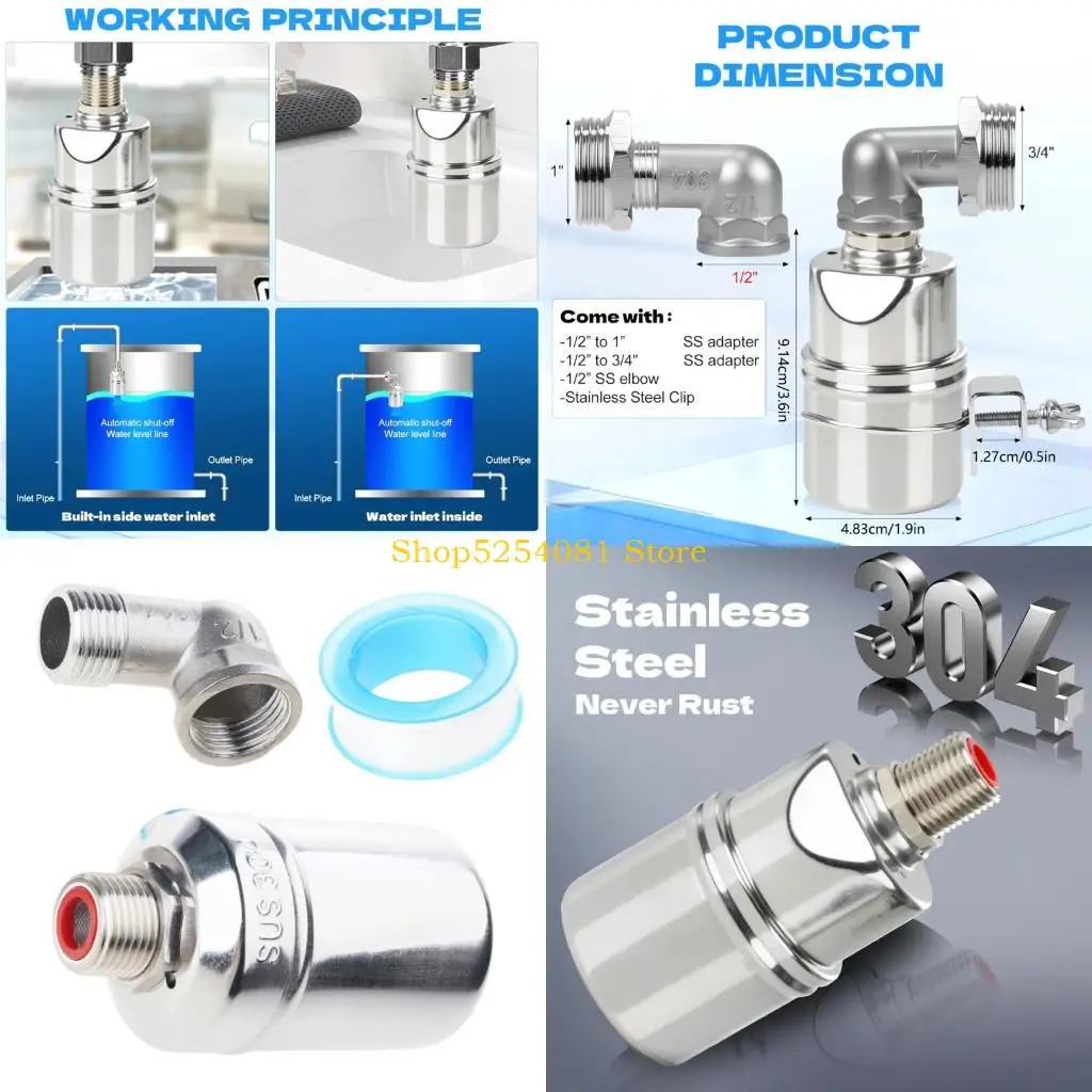 AXYC Strong Automatic Water Shutoff Valves Kit with Steel Construction And Elbow Adapter Upgrades for Multiple Application