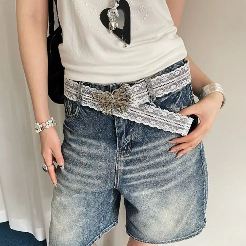 

Fashionable Y2k Lace Belt Leather Bohemian Lace Waistband Ultra Thin Jeans Belts Women Dress