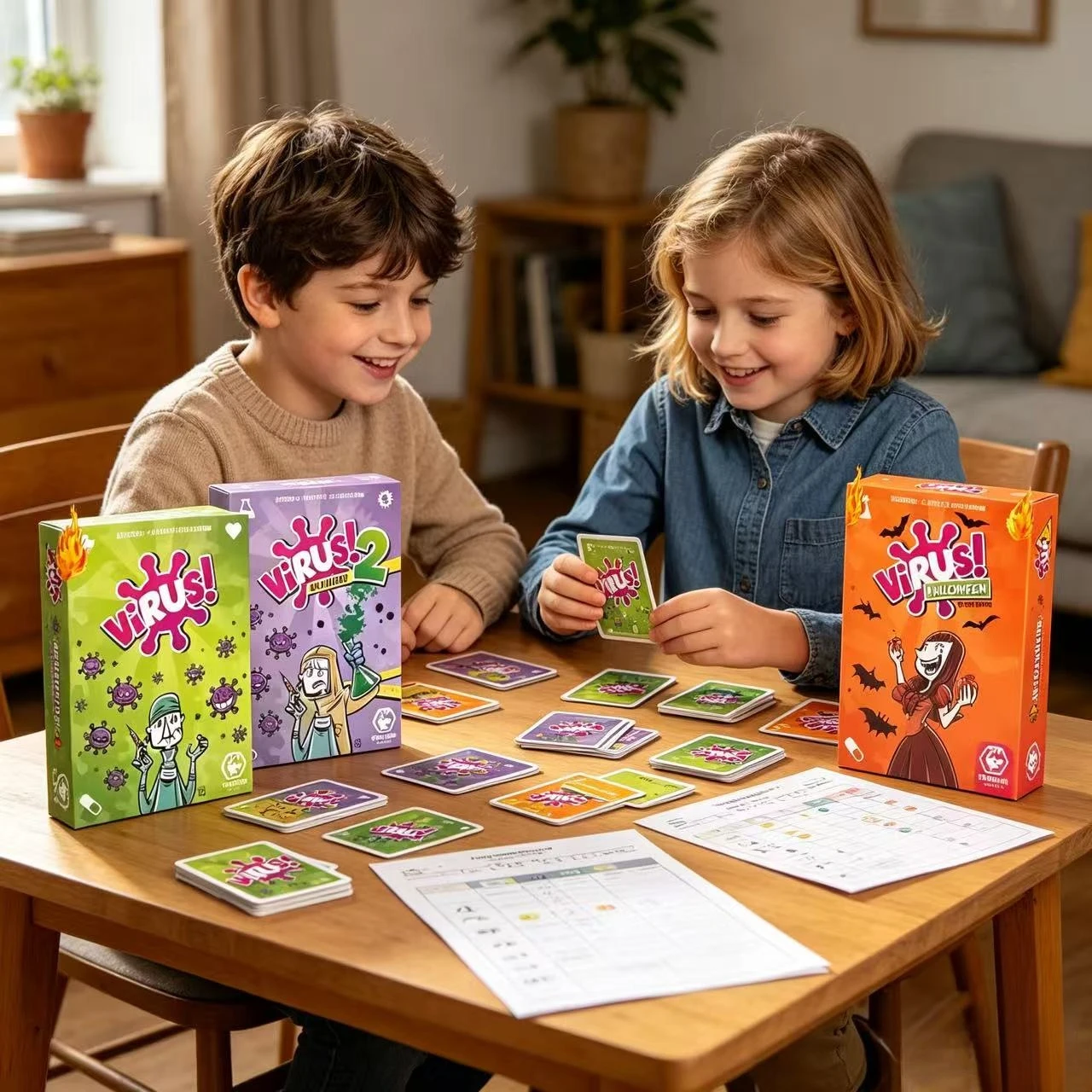 Family Strategy Card Game Set Virus Series 1&2 & Halloween Adult Party Board Game Youth Group Interactive Entertainment