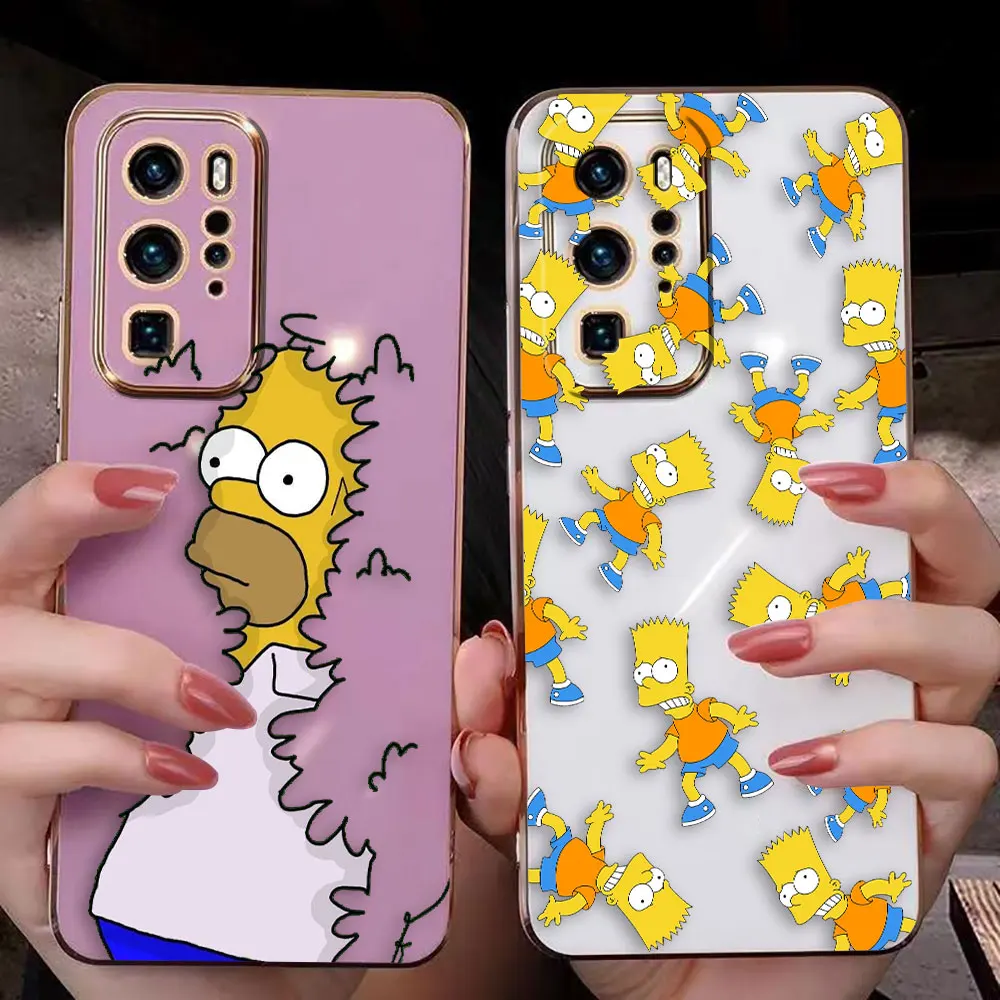 Funny Cartoon H-Homer S-Simpsons Cover Smooth E-TPU Phone Case Huawei MATE 20 20X 30 40 P20 P30 P40 LITE MAGIC 4 5 Y9 PRIME Case