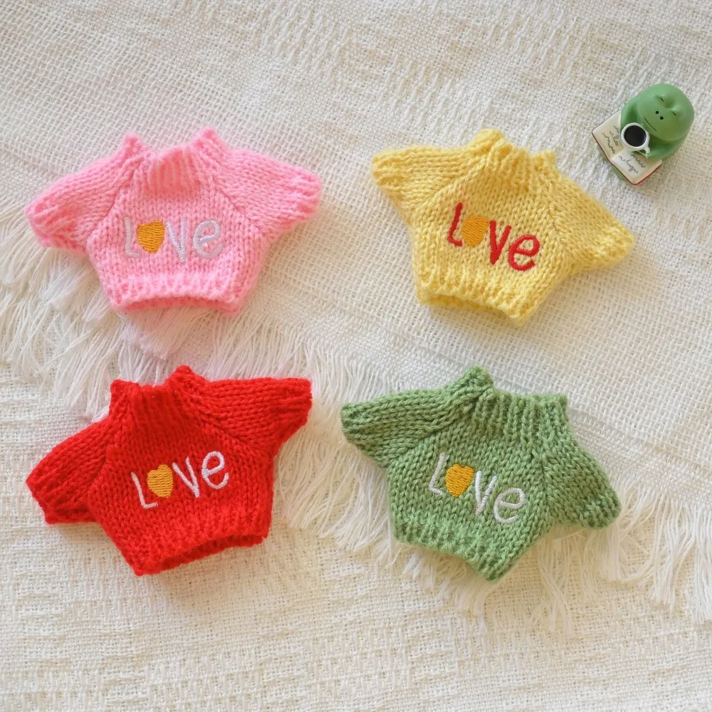 Cute Dolls Sweater Accessories for 14cm Dog Labubu Doll Clothes Baby Clothes with Embroider BJD Doll Accessories Sweater Clothes