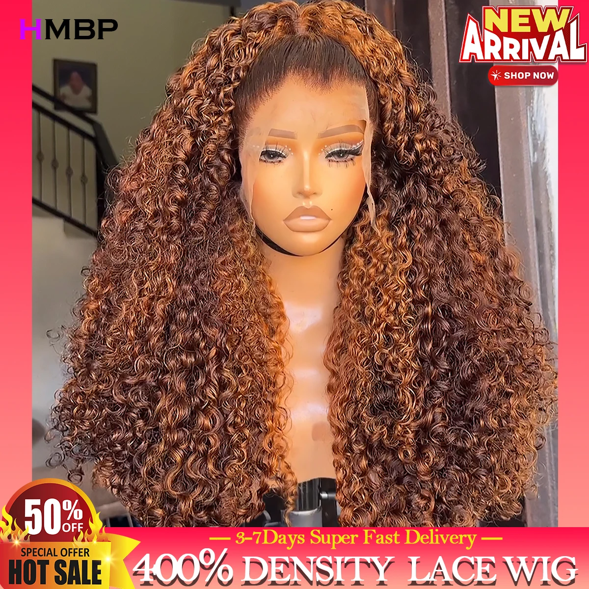 Glueless Wig Human Hair Highlight Honey Blonde 400% Kinky Curly 13x6 HD Lace Frontal Wig Remy Human Hair Wear Go Preplucked Wigs