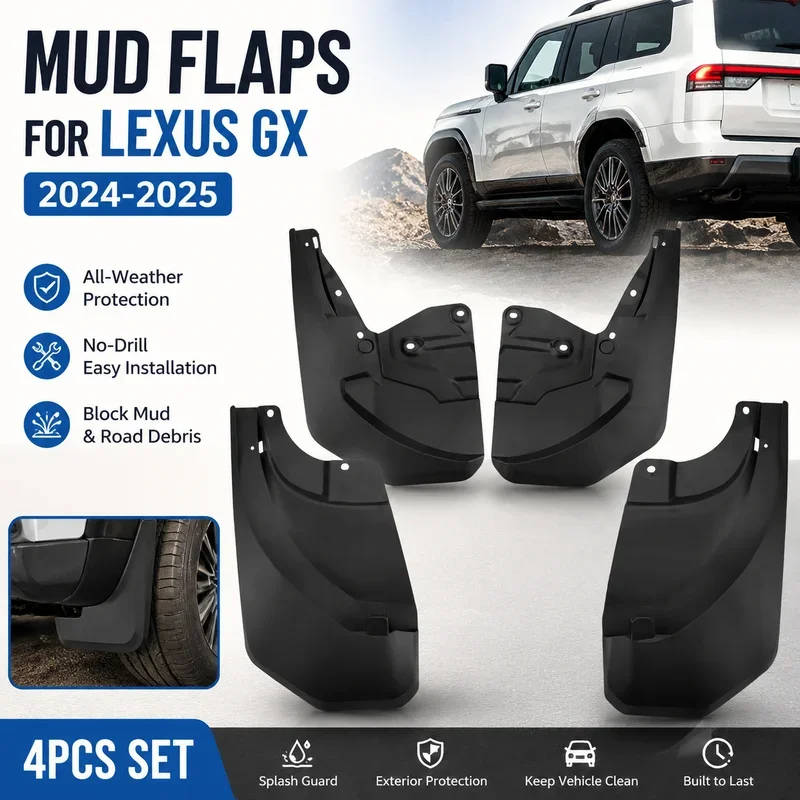 Mud Flaps for Lexus GX 2024-2025 4Pcs Mud Flaps Splash Guards Front&Rear Wheel Fender Mudguards Car Exterior Protection Parts