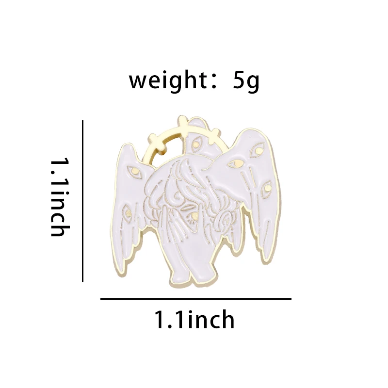 White Angel Enamel Pins Pure Angel Wings Custom Brooches Seraph Lapel Badges Cartoon Funny Jewelry Gift for Kids Friends