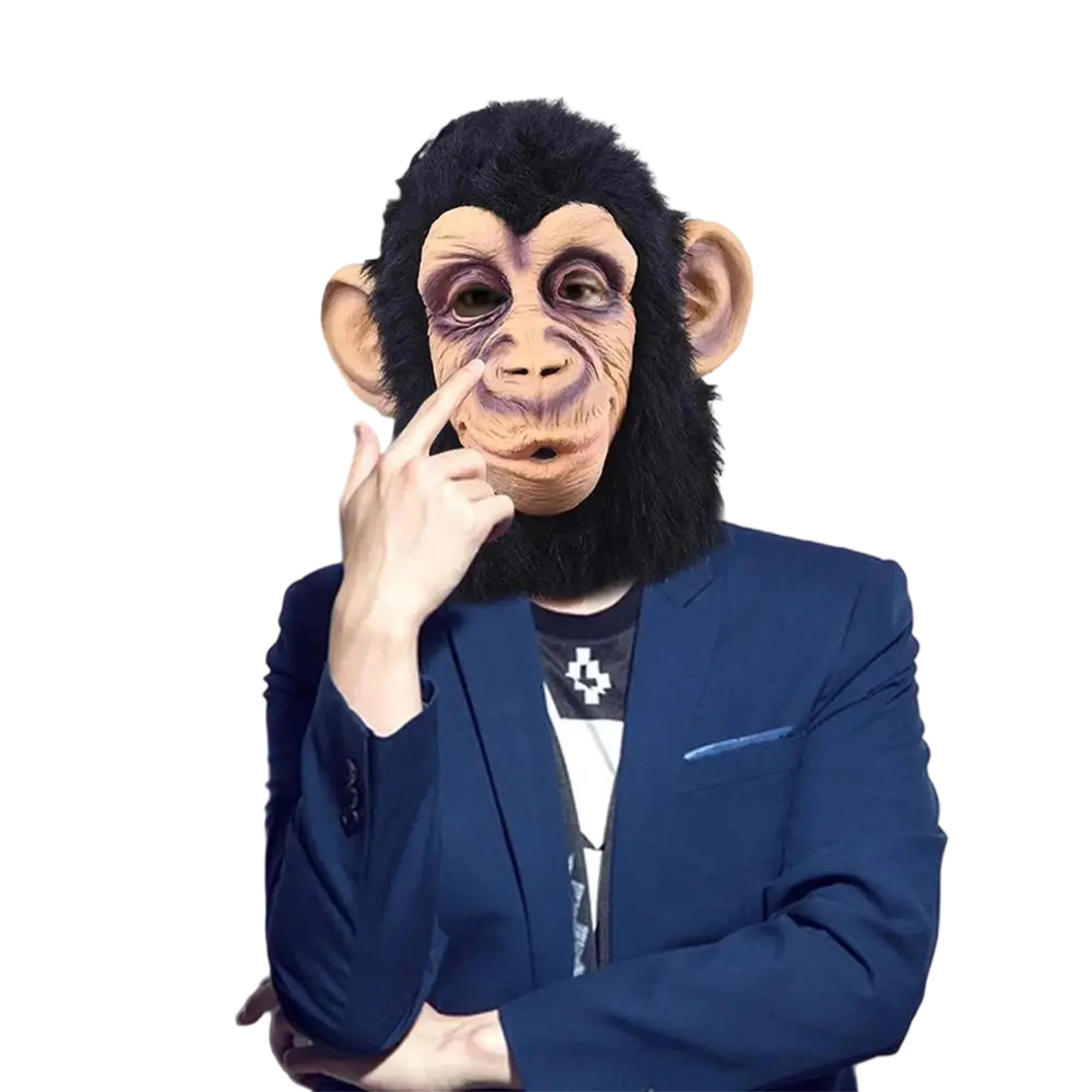 قبعة زي غوريلا، غطاء رأس على شكل حيوان واقعي لملابس الهالوين والحفلات التنكرية مع الأصدقاء #5