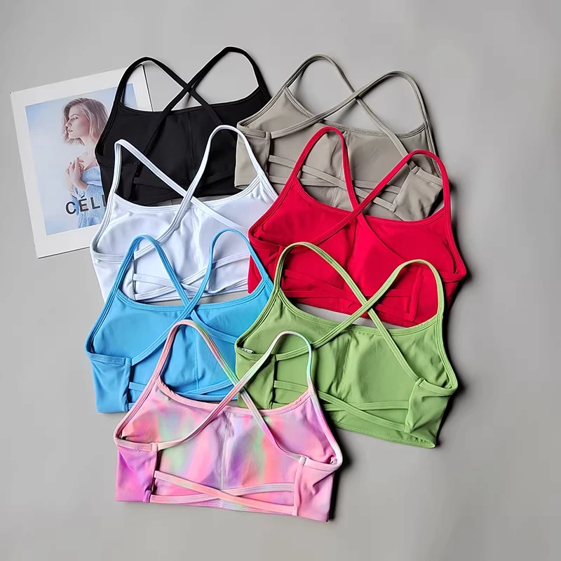 Solid Color Soft High Strength Women Fitness Bra Tight Sport Top Gym Top Training Gym Yoga Underwear Tight With Chest Pad