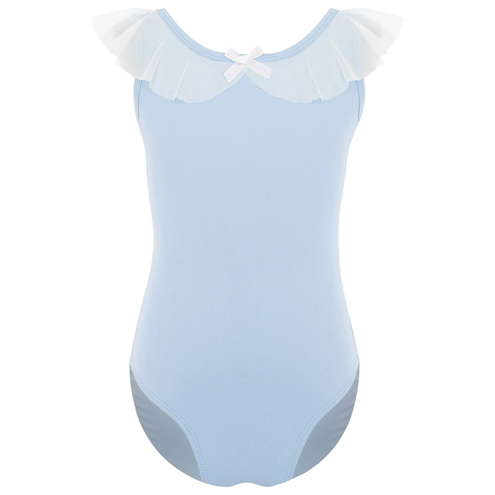 Crianças meninas profissional ballet dança collant renda malha babados sem mangas sem costas bodysuit para ginástica prática desempenho