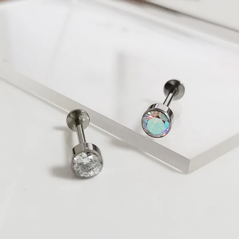 1/10 قطعة F136 التيتانيوم ثقب 16 جرام تشيكوسلوفاكيا Labret أقراط الأنف ترصيع الزنمة اللولب الغضروف شقة الظهر أقراط الشفاه ثقب المجوهرات
