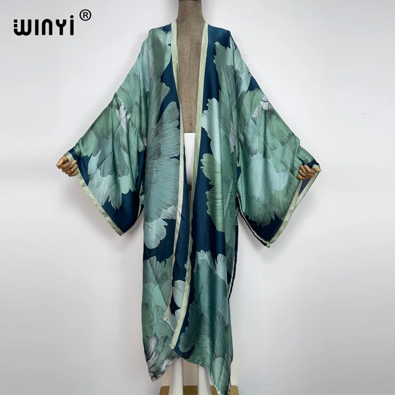 2022 WINYI Summer Beach Wear Swim Suit Cover Africa sweet lady boho Cardigan stitch colorful sexy Holiday long Sleeve Kimono