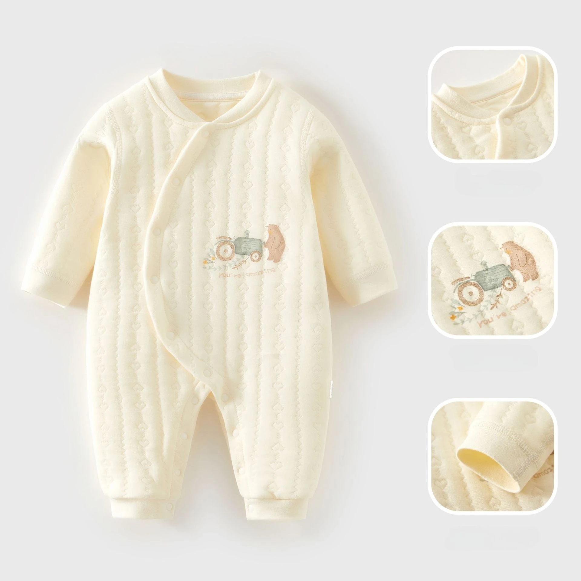 

2025 Winter Baby Cotton Jumpsuit - Thickened Pure Cotton Romper for Newborn & Infant Unisex Warm Sleepwear