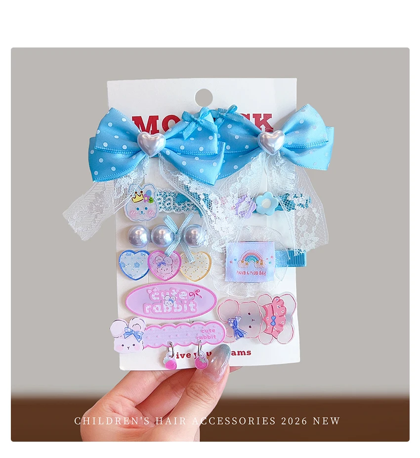2026 Neue Kawaii Haarspangen-Set für Babymädchen – Süße Hasen-, Herz- und Schleifen-Haarspangen, die das Haar nicht verletzen, für Kleinkinder, Mädchen, Party, Verkleidung, Geschenk – Detail 3