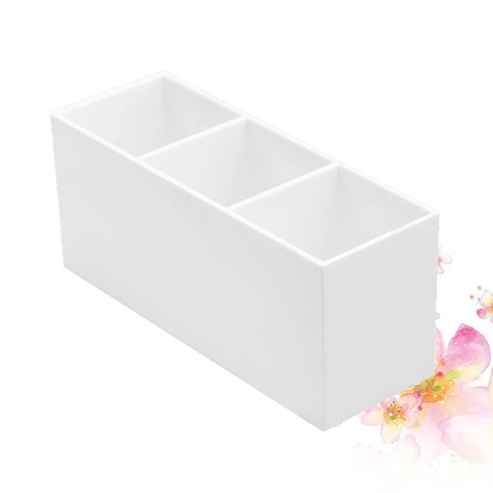 ที่ใส่แปรงอะคริลิค 1 ชิ้น แบบสามช่อง กล่องจัดระเบียบเครื่องสำอางบนโต๊ะ กล่องเก็บปากกาแต่งหน้า ดินสอเขียนคิ้ว ลิปสติก