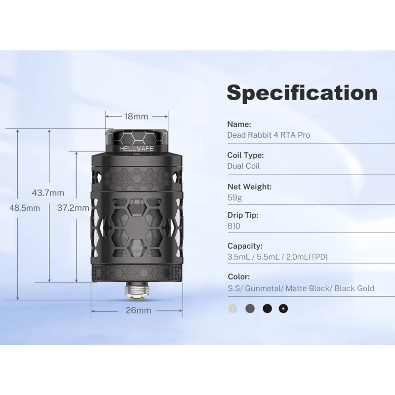 الأصلي Hellvape الميت الأرنب 4 RTA برو خزان 26 مللي متر المزدوج لفائف بناء سطح السفينة 3.5 مللي/5.5 مللي أعلى ملء 810 بالتنقيط تلميح Vape البخاخة E-cig #4