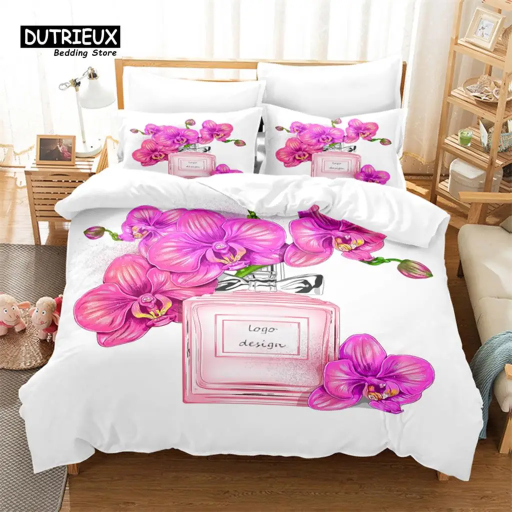 

Perfume Bottle Bedding Set, 3Pcs Duvet Cover Set, Soft Comfortable Breathable Duvet Cover, For Bedroom Guest Room Decor