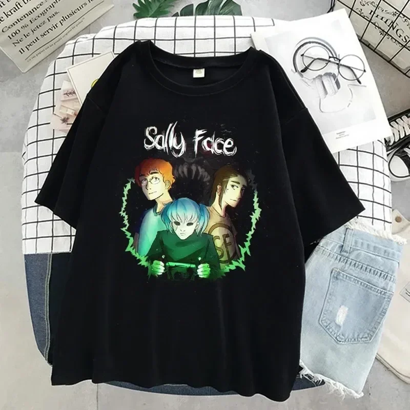 T-shirt con stampa Sally Face T-shirt da donna divertente casual a maniche corte T-shirt casual in cotone con motivo moda estiva T-shirt da strada