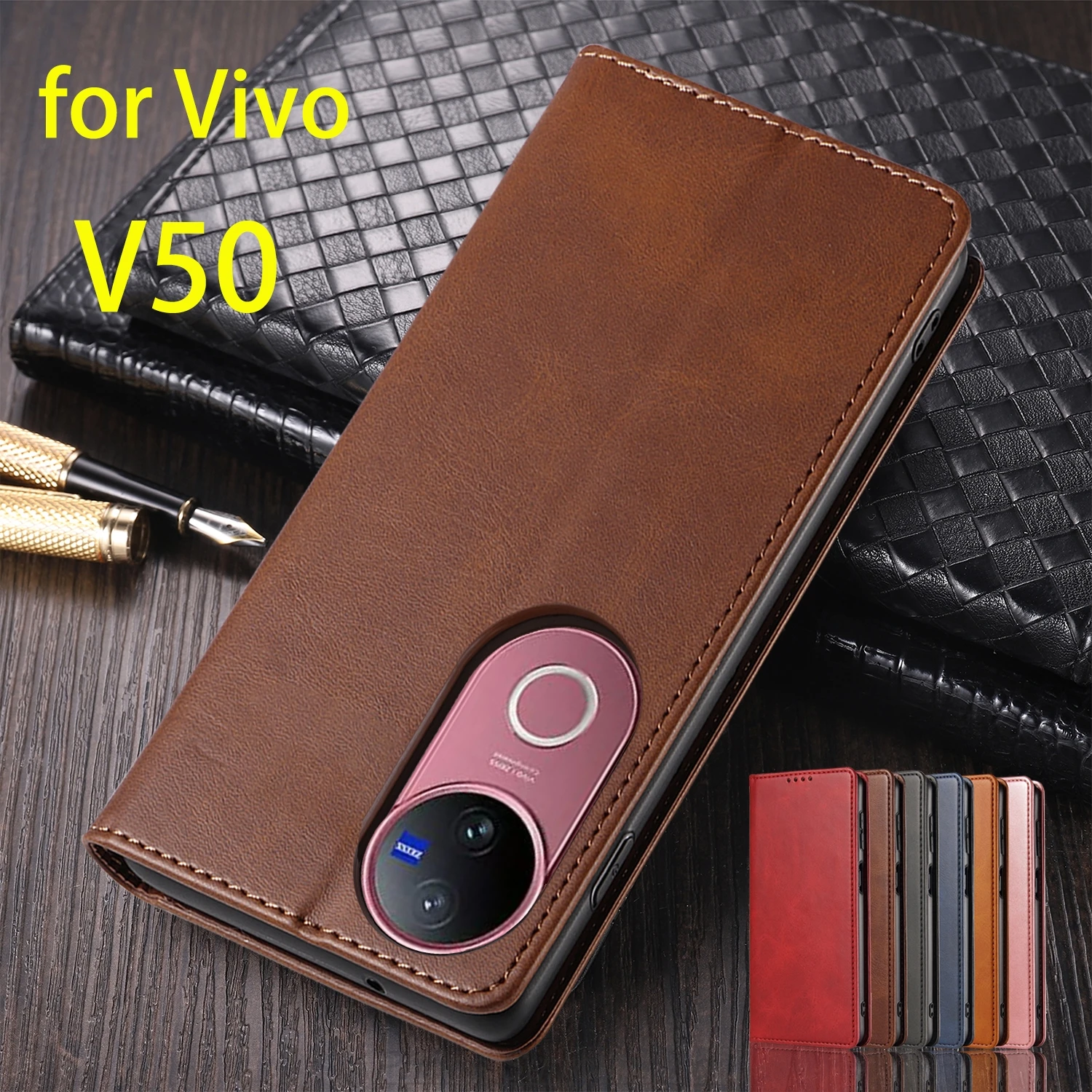 

Кожаный чехол для Vivo V50 V2427, держатель для карт, кобура с магнитным притяжением, чехол-кошелек, флип-чехол, чехол Fundas Coque