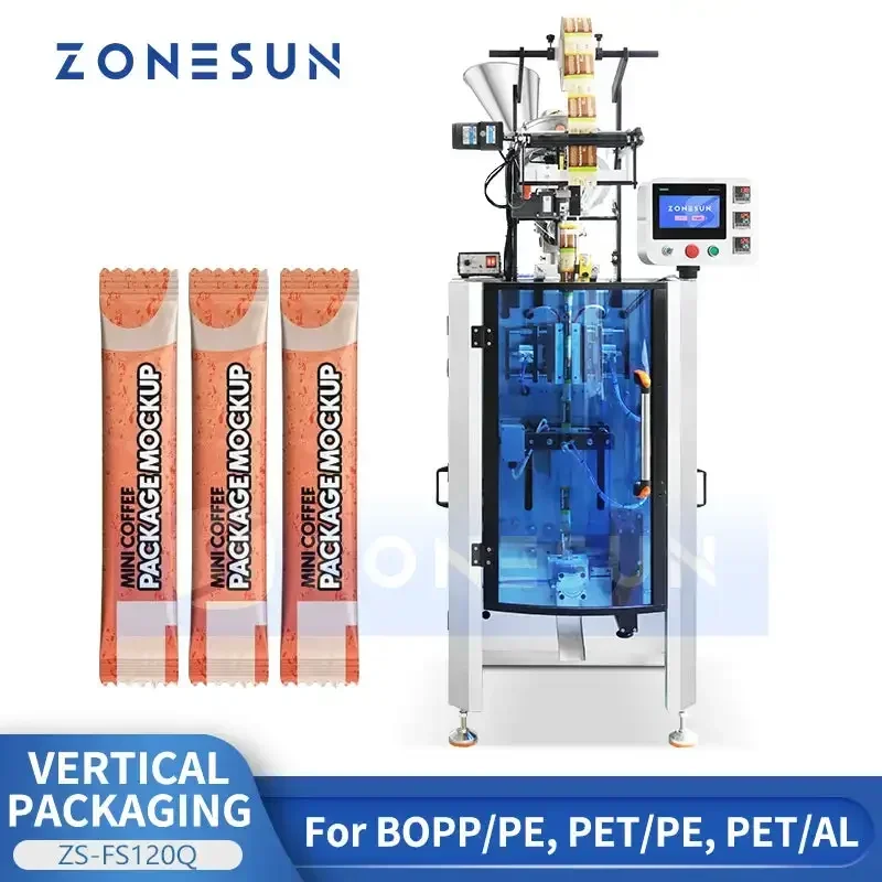 ZONESUN ZS-FS120Q Vertical Powder Packing Machine Automatic Sachet Filler and Sealer for BOPP/PE, PET/PE, PET/AL Film