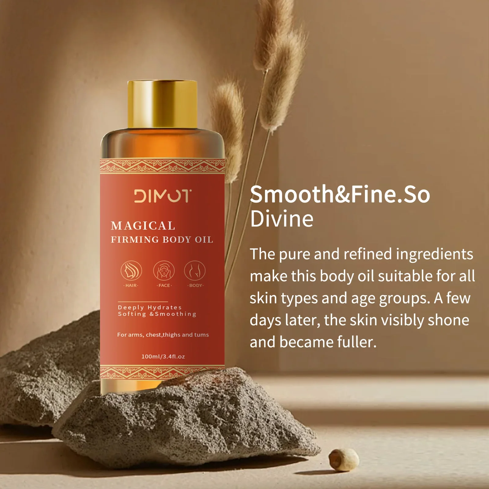 Firming Body Oil 100ml, Magical Skin Tightening Moisturizer with Natural Jojoba Coconut Almond Oils, for Smooth Hydrated Skin