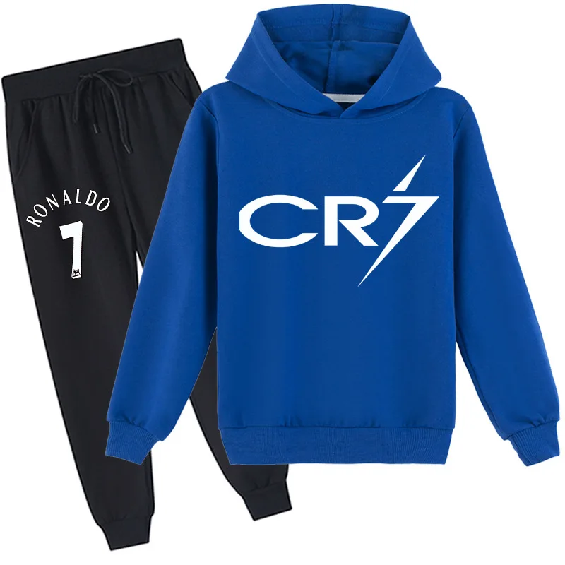 Football Around Cristiano Ronaldo CR7 Cosplay Costume Winter Girls Boys Costume Football Icon Hoodie Pants Kids Clothes Set