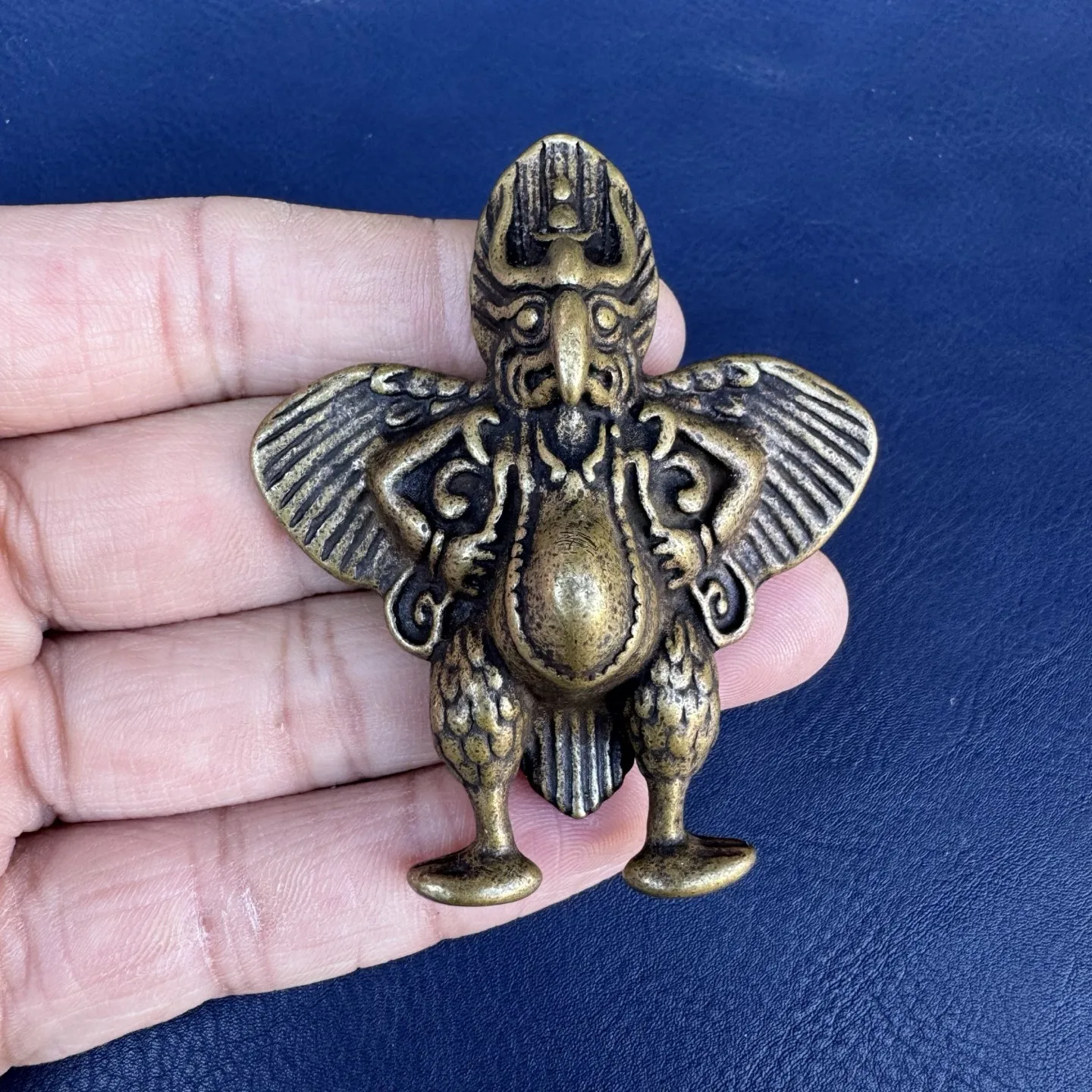 Tibetan Style Brass Dapeng Bird Pendant - Unique Ethnic Decorative Collectible Hand Piece and Charm for Enthusiasts