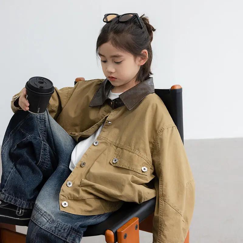 Kawaii فتاة بلوزات على الموضة طالب الربيع والخريف عادية الكرتون منتصف طول التلبيب سترة طويلة الأكمام معطف ملابس الأطفال