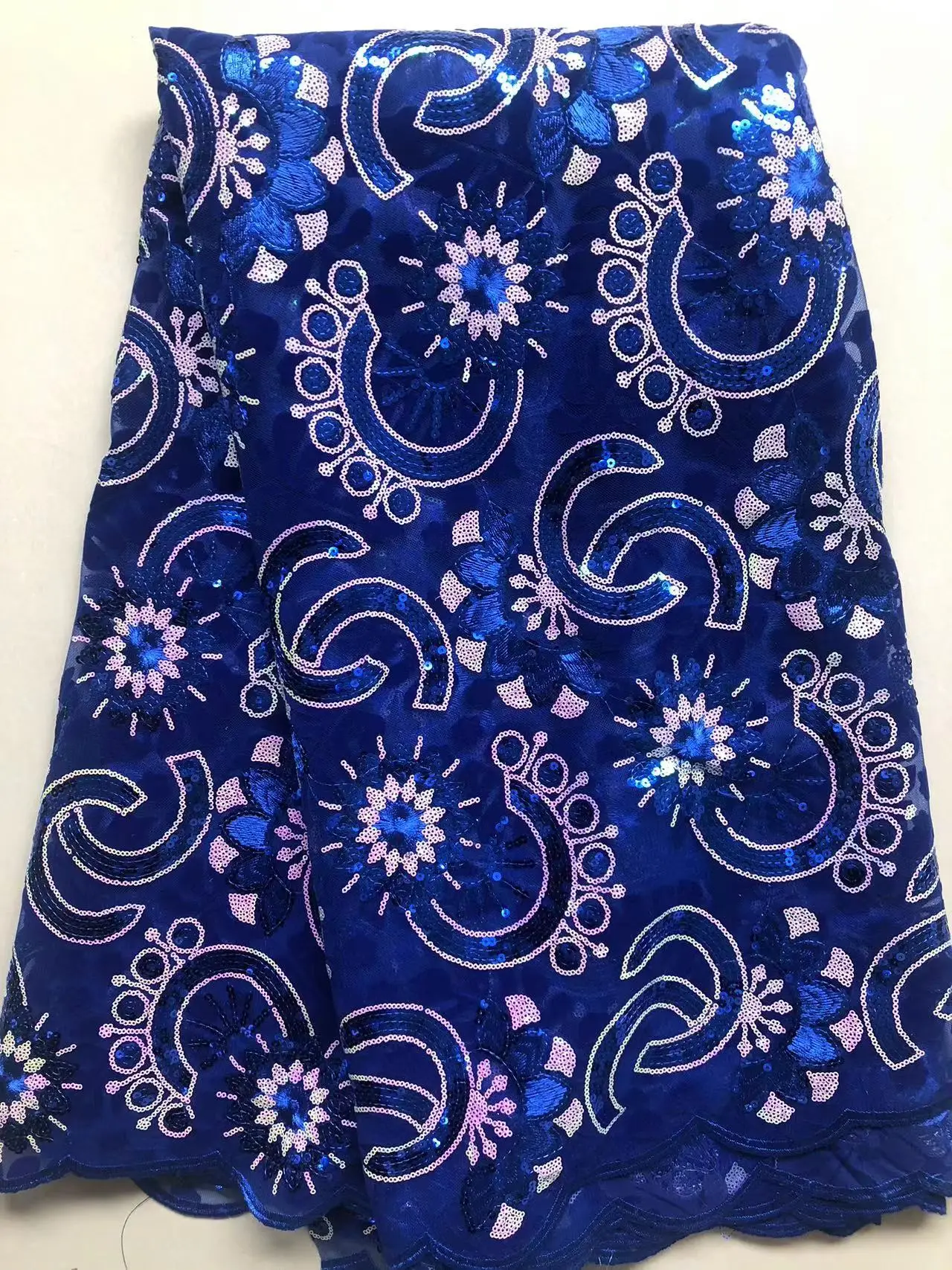 Blue African Velvet Lace Fabric 2025 for Women Party Sequins Embroidery, Nigerian Lace Materials, High Quality, Latest Fashion