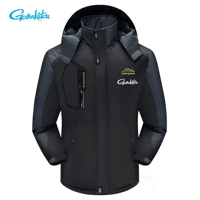 

Gamakatsu 2023 Winter New Plush Thickened Cold Resistant Fishing Coat for Men Outdoor Mountaineering Fishing Charge Coat