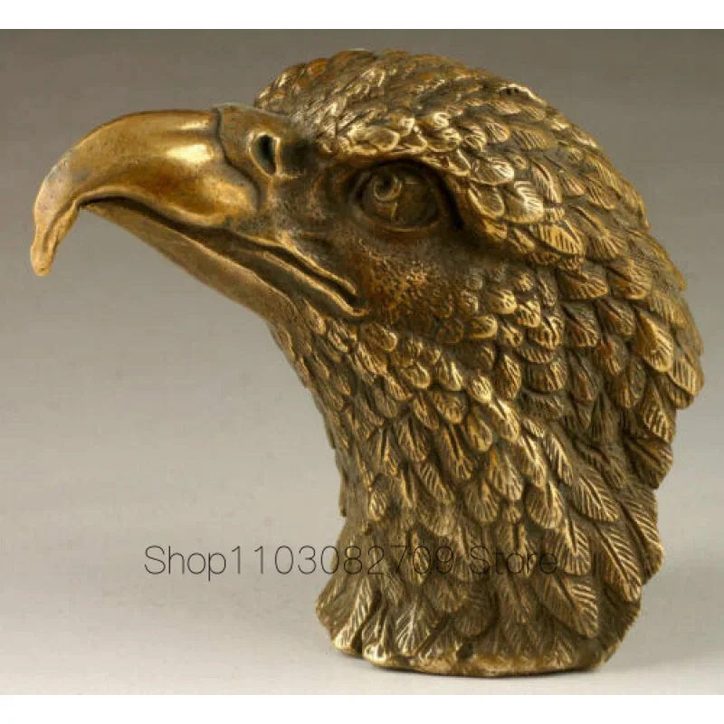 

antique excellent china old bronze carved unique Vivid Eagle Head statue